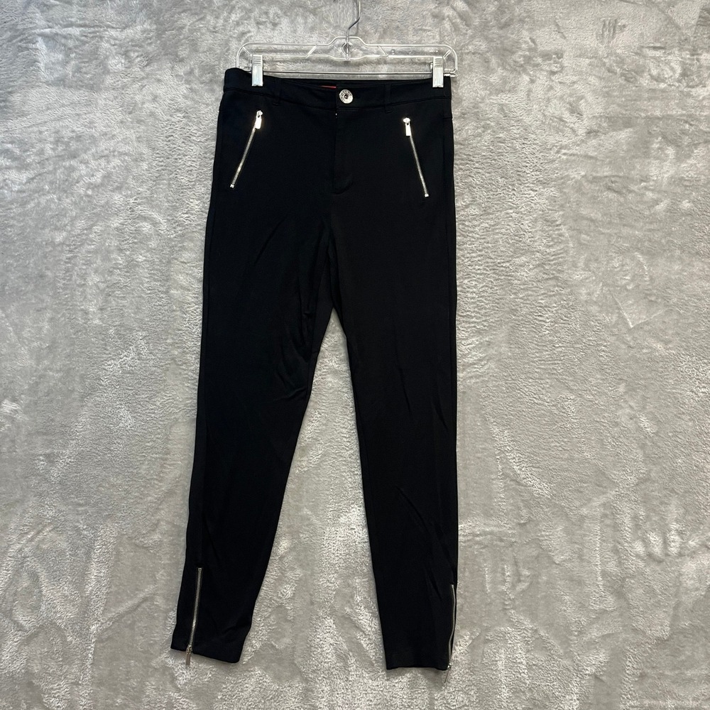 Guess Skinny Pants Women Size M Black Zipper Ankle Moto Stretch Trousers